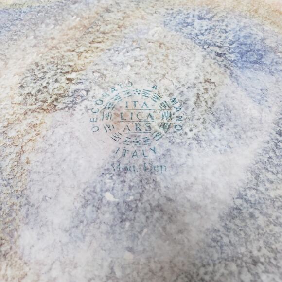 Vtg. Italica ARS POTTERY Italian Hand Painted Scalloped Edge Plate& Lid ~Signed - Picture 10 of 15